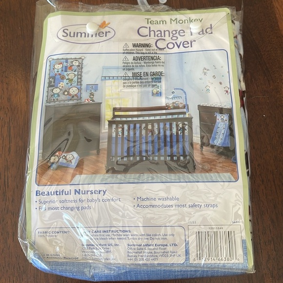 Summer Changing Pad Cover, Team Monkey NEW - Picture 3 of 7